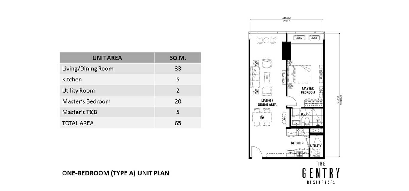 Live Here - One Bedroom Type A Unit Plan