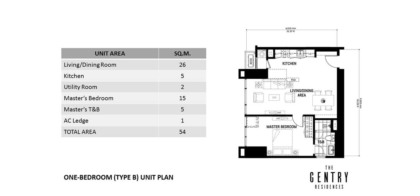 Live Here - One Bedroom Type B Unit Plan