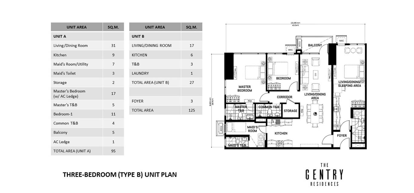 Live Here - Three Bedroom Type B Unit Plan